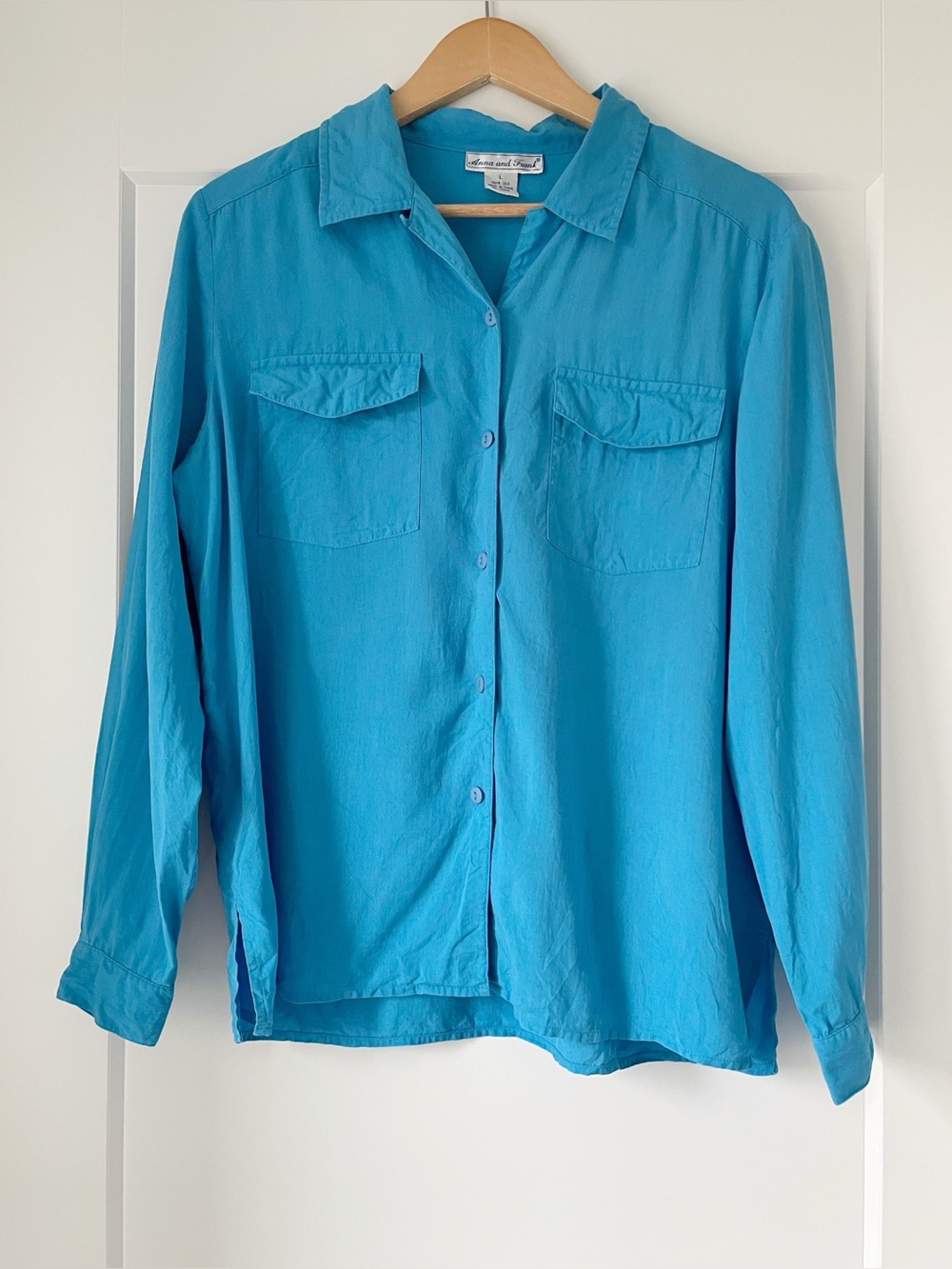 Vintage 100% Silk Button Down | Turquoise Jewel Tone Size Large